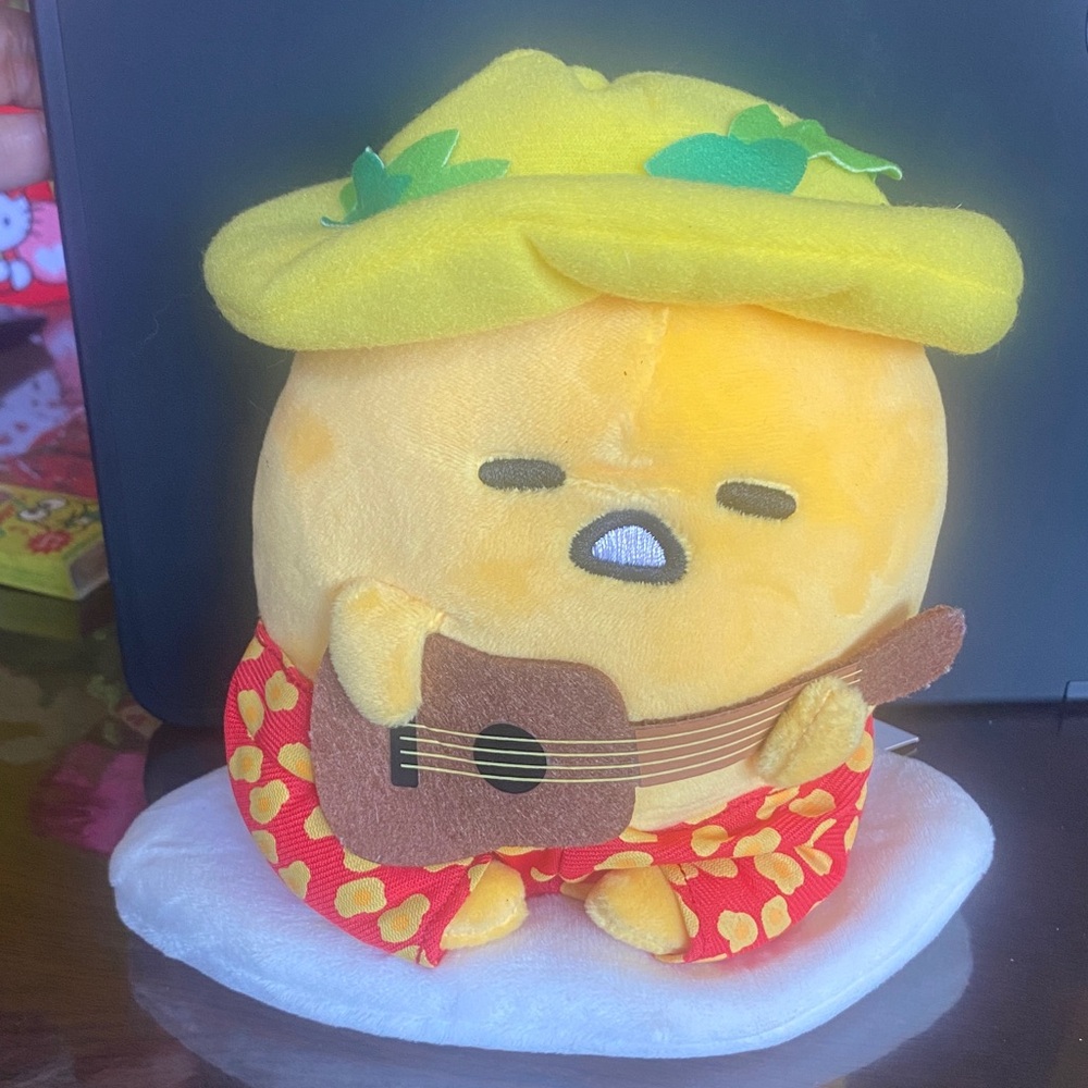 Brand new Gudetama Yellow Hawaii Plush with Hat